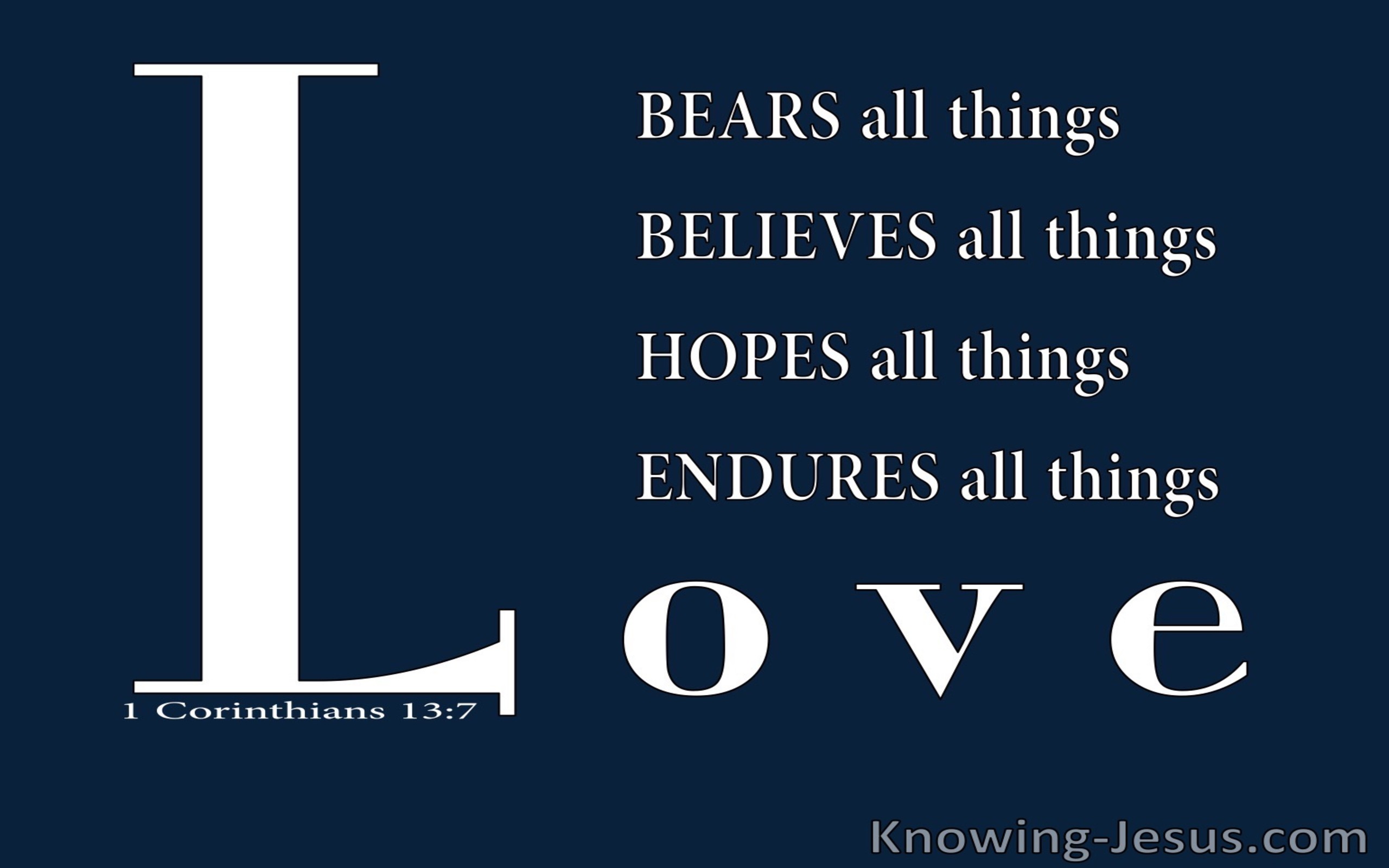 1 Corinthians 13:7 Endures Bears All Things (blue)